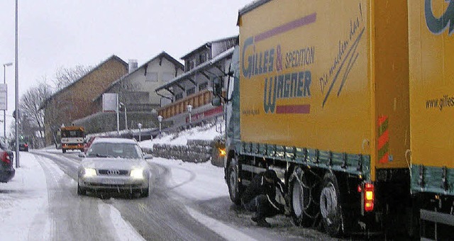 Wenn hngengebliebene Lkw-Fahrer an gl...erkehrsteilnehmer  gefhrlich werden.   | Foto:  WOLFGANG ADAM