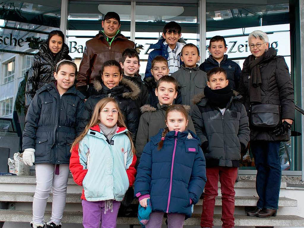 Die Klasse 4 der Tullaschule aus Freiburg mit ihrer Lehrerin Frau Brbel Libera