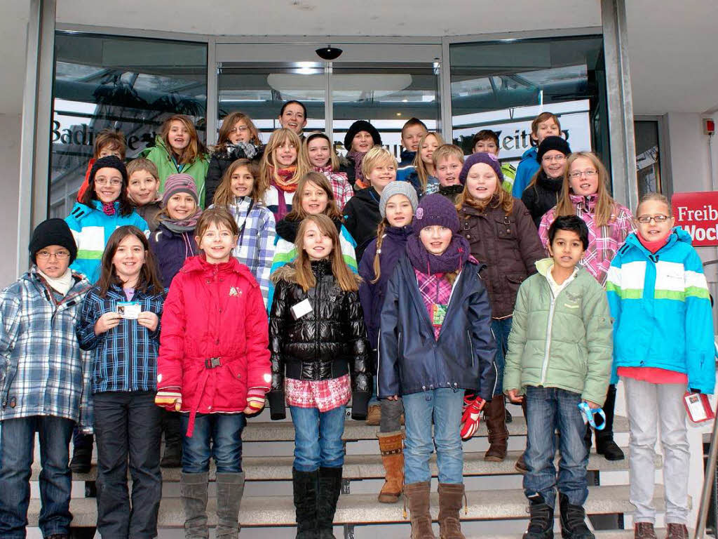 Die klasse 4 der Grundschule aus Simonswald mit ihrer Lehrerin Frau Susen Simon