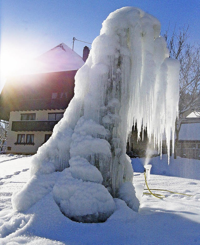 Das Eisgebilde beim Hnslehof in Oberprechtal  | Foto: Roland Gutjahr