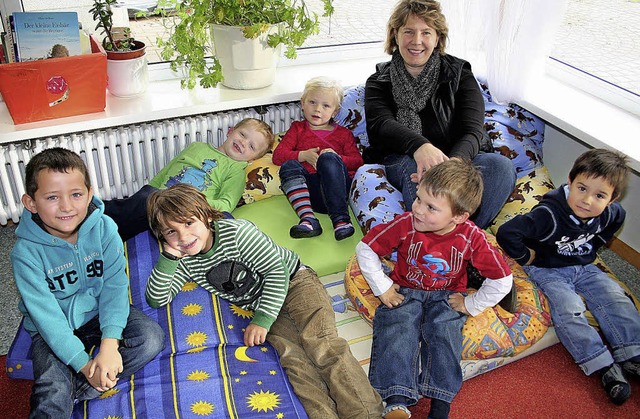 Whrend eines langen Kindergartentages...Kindern der Ganztagsgruppe einweihte.   | Foto: Karin Hei