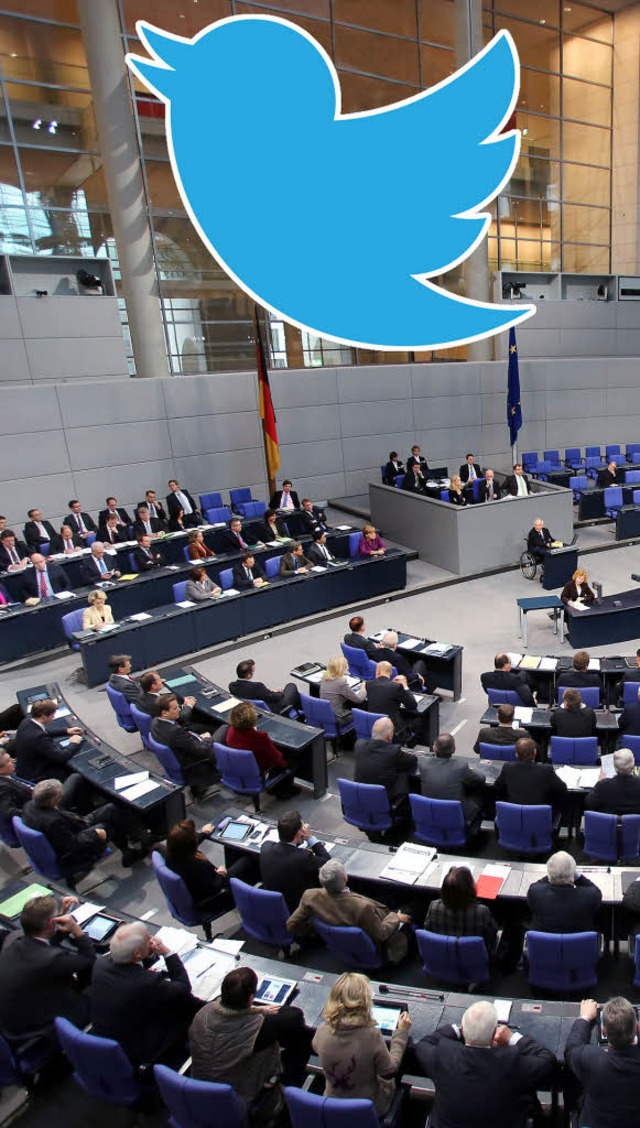 Ein Parlament zwitschert: Twittern ist...genutzte Form des Meinungsaustauschs.   | Foto: FOTO(MONTAGE): DPA (GOLDA)