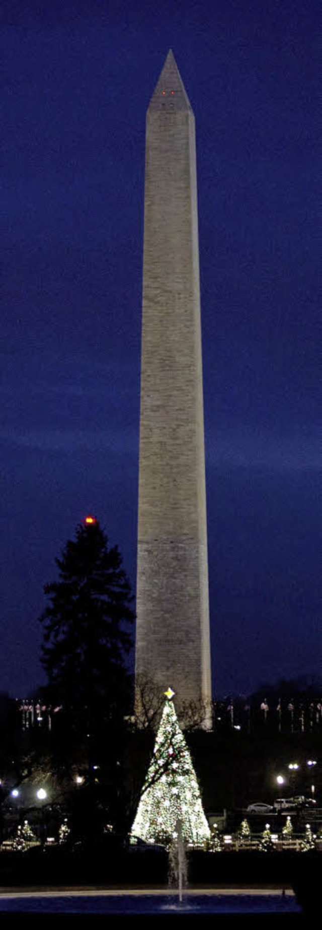 Der leuchtende National Christmas Tree vor dem Weien Haus in Washington   | Foto: AFP