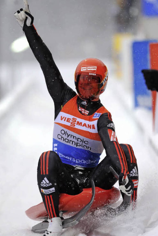 Felix Loch beim Weltcup-Rennen 2011/2012 am Knigssee  | Foto: dpa