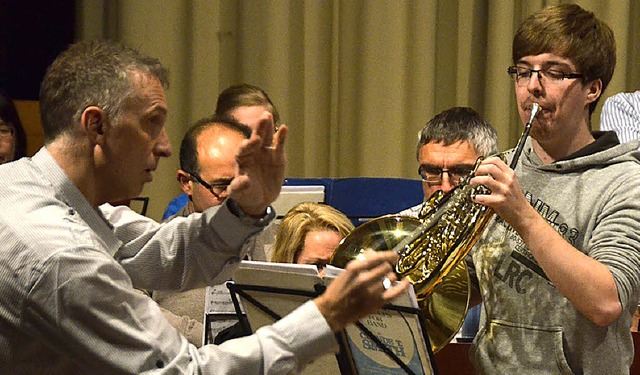 Probenstress bei der Stadtmusik vor de...an Rinklin, Valentin Wegner als Solist  | Foto: Sylvia-Karina Jahn