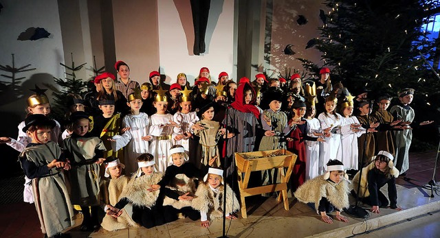Jetzt wei jeder, wo er stehen muss: P...eihnachtsmusical in der Friedenskirche  | Foto: Thomas Kunz