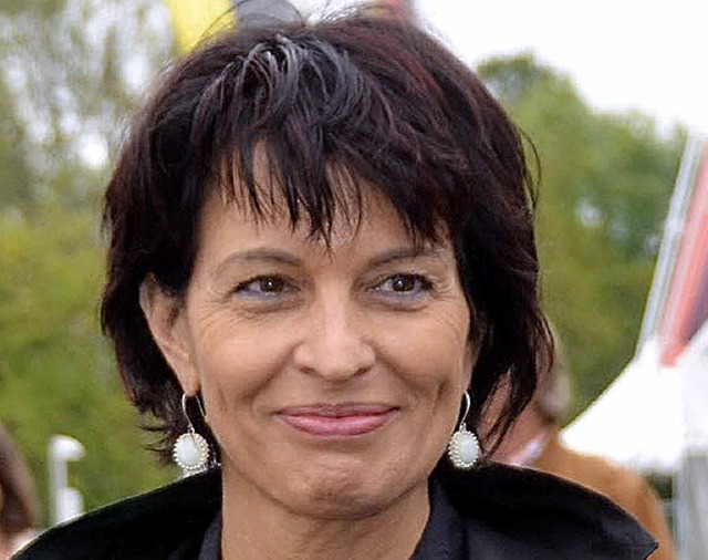 Die Schweizer Bundesrtin Doris Leuthard beim Kraftwerksgeburtstag.   | Foto: Peter Gerigk