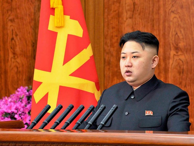 Kim Jong-un bei seiner Neujahrsansprache im nordkoreanischen Staatsfernsehen   | Foto: DPA