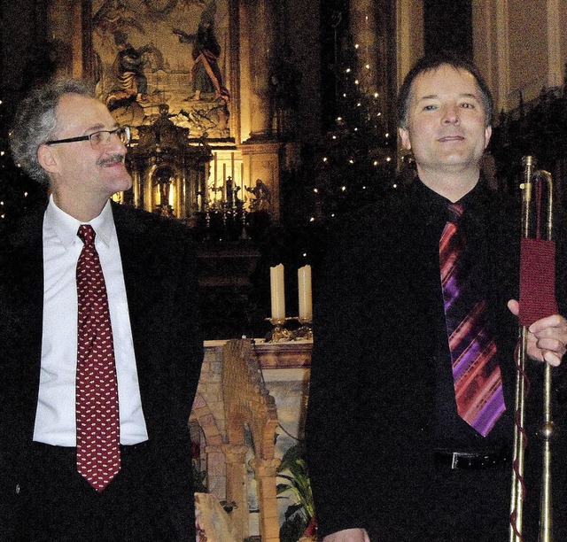 Beim Neujahrskonzert in St. Trudpert b...Bild) und Guy Ferber (Barocktrompete).  | Foto: Bianca Flier