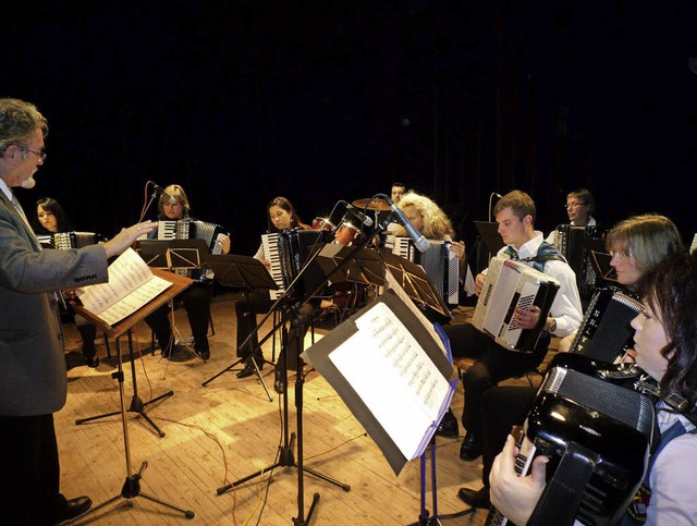 Das Orchester des Akkordeon-Clubs spie...eizvolle Titel beim Dreiknigskonzert.  | Foto: Elfriede Mosmann