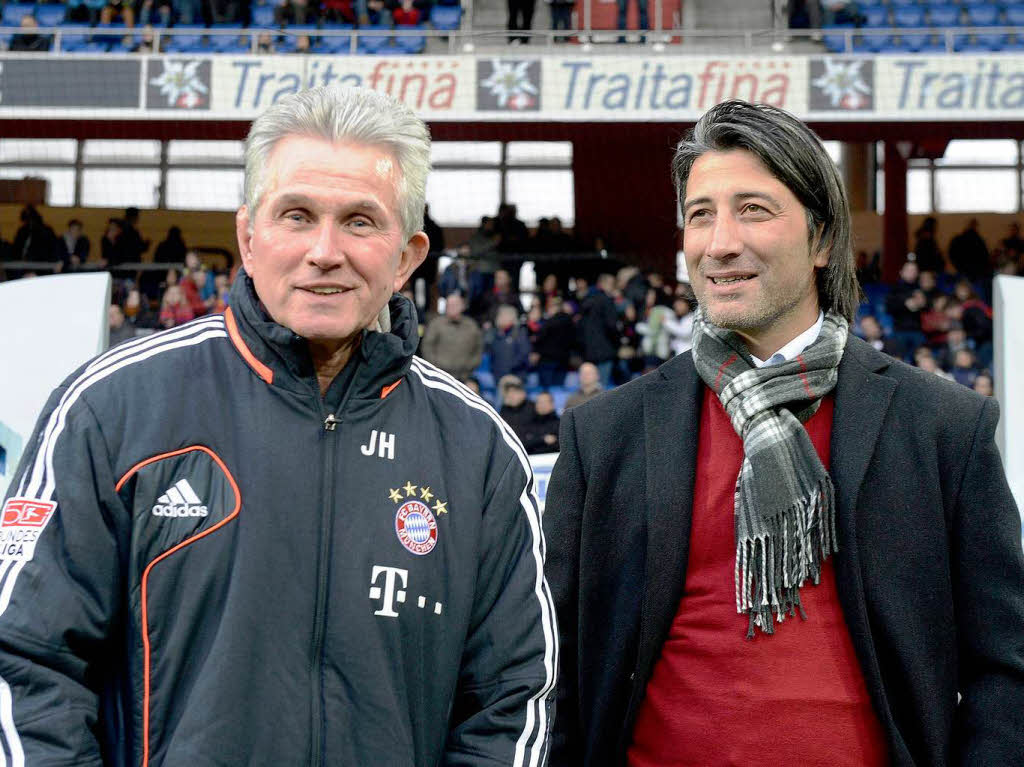 Trainerfuchs Jupp Heynckes (l.) und Basels Coach Murat Yakin.