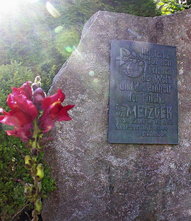 Er starb  fr den  Frieden: Denkmal f...ester Max Josef Metzger in Schopfheim   | Foto: Andr Hnig