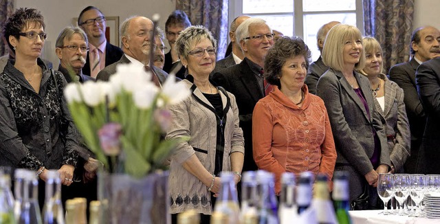 Gut gefllt war der Brgersaal gestern beim Neujahrsempfang der Gemeinde.  | Foto: Bernhard Rein