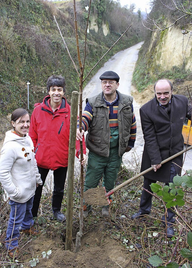 Brgermeister Dieter Schneckenburger u...irschbume in Hohlwegen von Btzingen.  | Foto: privat