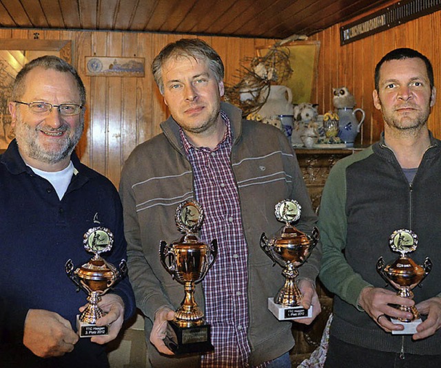Vereinsmeister (von links): Reinhard Malletz, Christian Raimann, Jochen Egi.   | Foto: Reiser