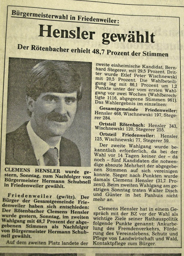 Am 14. Dezember 1980 wurde Clemens Hen...epro>Liane Schilling</BZ-FotoNurRepro>  | Foto: Liane Schilling