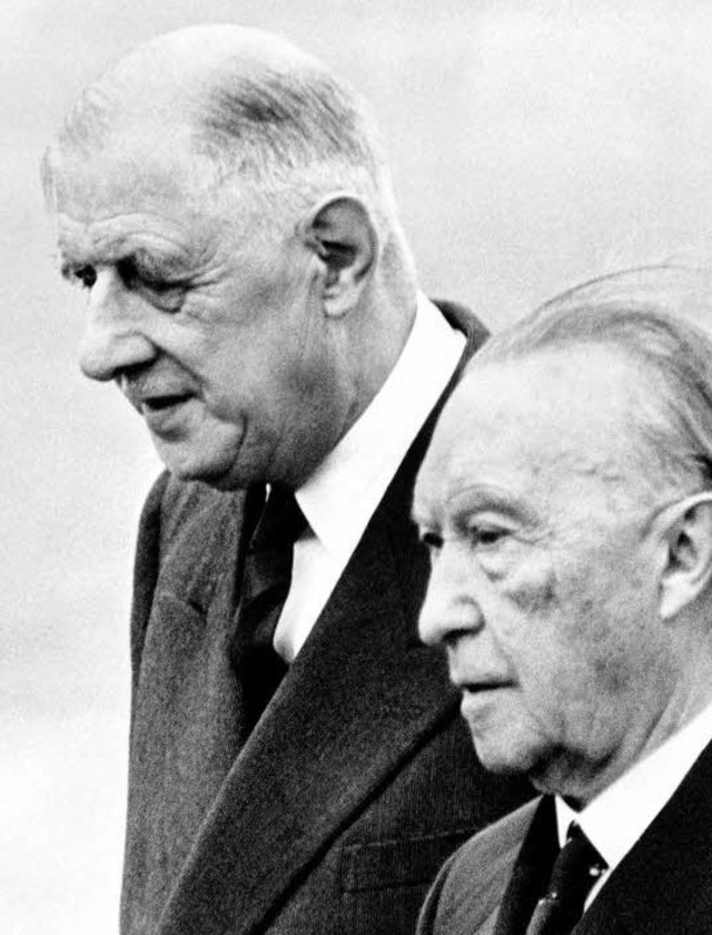 Staatsmnner des Austauschs: Charles de Gaulle (links) und Konrad Adenauer.  | Foto: Verwendung weltweit, usage worldwide