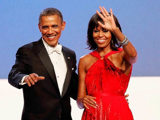 Fr weitere vier Jahre amerikanischer ... Barack Obama mit seiner Frau Michelle  | Foto: AFP