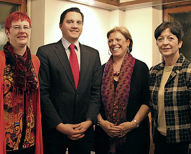 Sabine Trndle, Johannes Fechner, Sabi...im Neujahrsempfang der SPD Waldkirch.   | Foto: Stefanie Sigmund