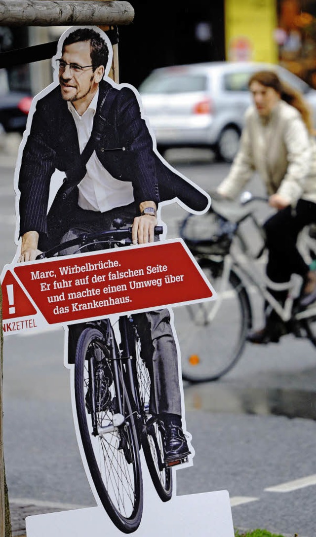 Kampagne gegen Falschradler in Frankfurt   | Foto: dpa