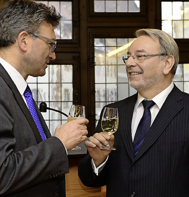 OB Salomon und Gerhard Meier (rechts), der in Ruhestand geht  | Foto: Schneider