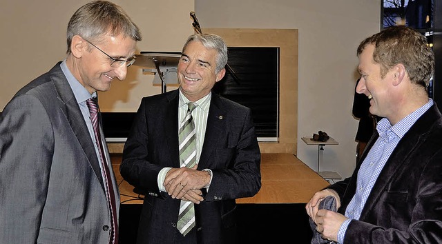 Haben Spa: CDU-MdB Armin Schuster, CD...omas Strobl und CDU-MdL Ulrich Lusche   | Foto: Michael Reich
