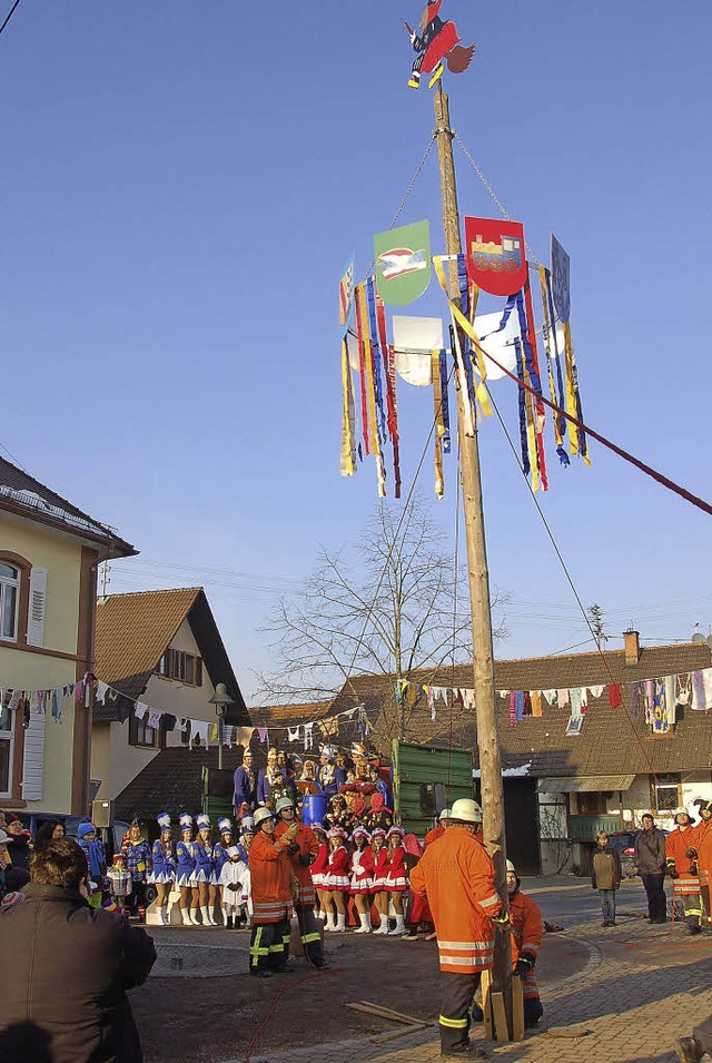 Schon fast gerade steht der Narrenbaum in Sexau.   | Foto: Helena Kiefer