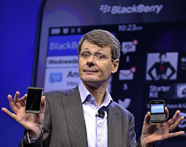 Wie ist der Blick von Blackberry-Chef Heins wohl zu deuten?  | Foto: AFP