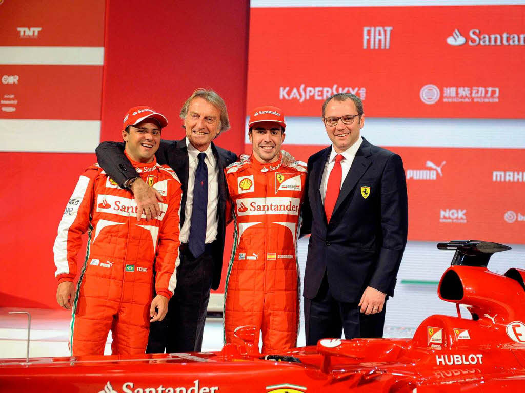 Ferrari Fahrer Felipe Massa, Prsident Luca Cordero di Montezemolo, Fernando Alonso & Stefano Domenicali.