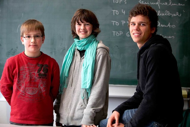 Besuchen den Hochbegabtenzug am Scheff...n Hemmler, Kathi Meehan, Moritz Ofeld  | Foto: Christoph Breithaupt