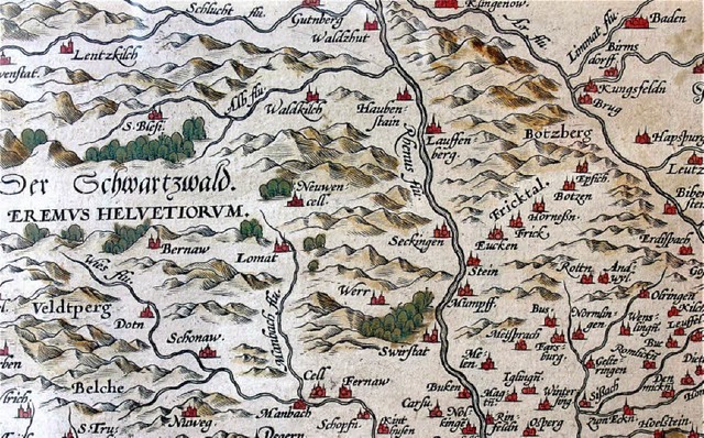 Ein Ausschnitt aus der Karte &#8222;Ba...sdlichen Schwarzwaldes im Jahr 1579.   | Foto: richard kaiser