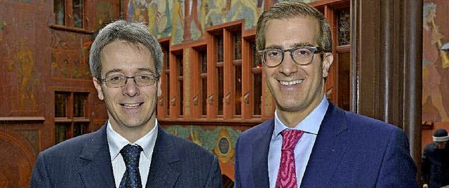 Groratsprsident Conradin Cramer (rechts) und Statthalter Christian Egeler.   | Foto: Juri Weiss