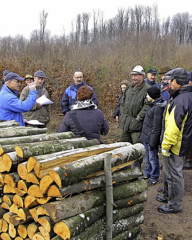 Reges Interesse hatten die Hgelberger an den versteigerten Buchenholz-Poldern.   | Foto: Dietrich