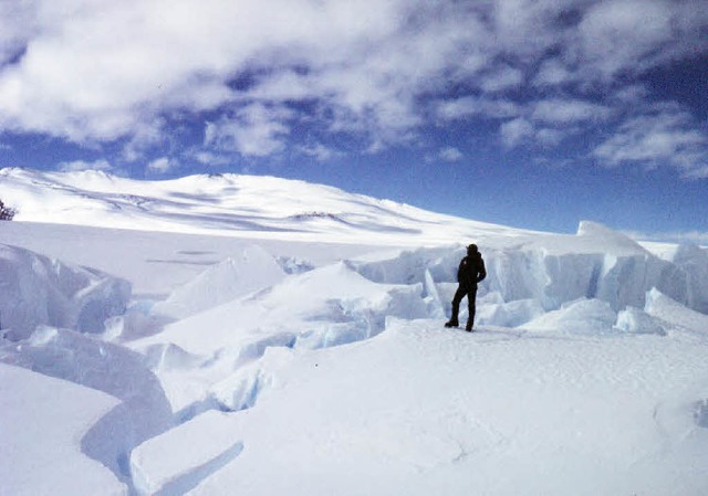 Schnee und Eis, wohin man blickt: Forscher in der Antarktis   | Foto: Privat/Kurt Bucher