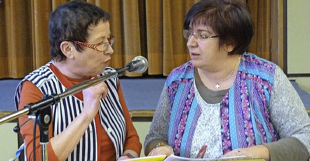 Die Tratschwieber Paula und Anna tauschen sich aus.   | Foto: Alfons Vgele