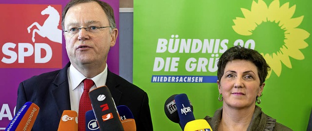 Die Landesparteivorsitzenden Stephan W...der Koalitionsverhandlungen bekannt.    | Foto: dapd