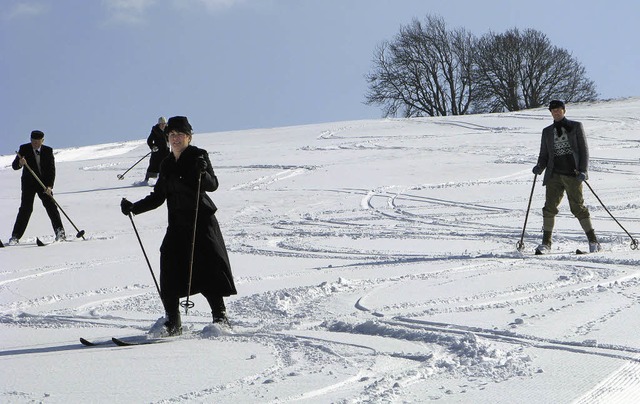 Skifahren wie anno dazumal: die histor...rsport zu Zeiten Ernst Kpfers aussah.  | Foto: Ulrike Spiegelhalter