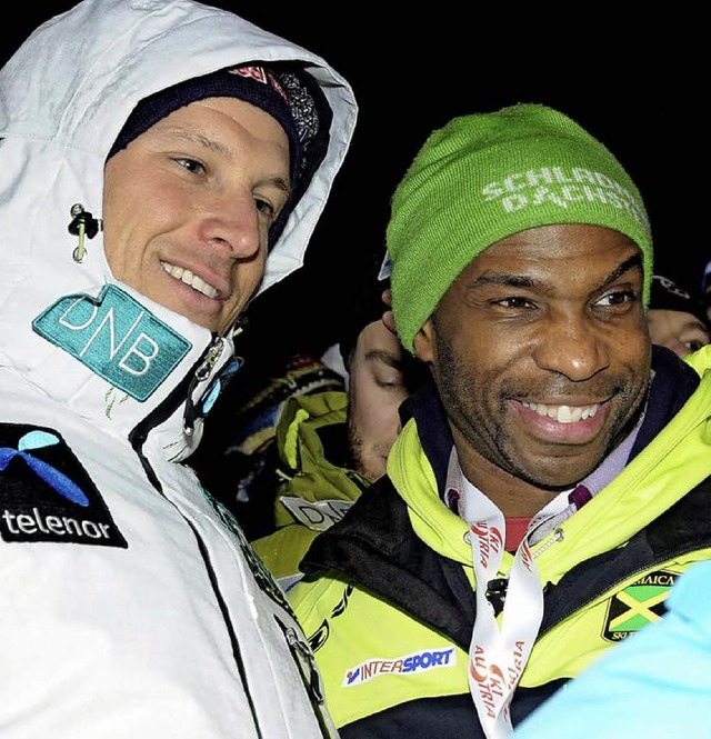Michael Williams (rechts) mit Goldmedaillengewinner Aksel Lund Svindal   | Foto: Jost