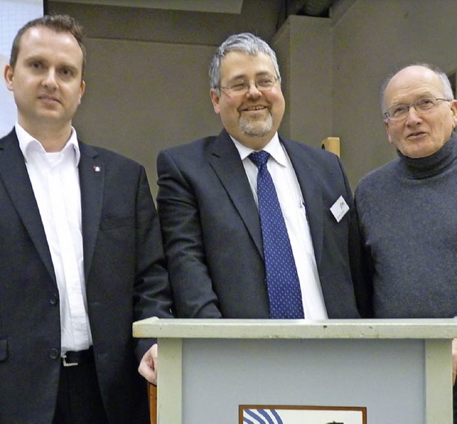 Auf dem Podium: Andreas Kuhn (Realschu...d Moderator Edmund Hensle (von links).  | Foto: Dirk Sattelberger