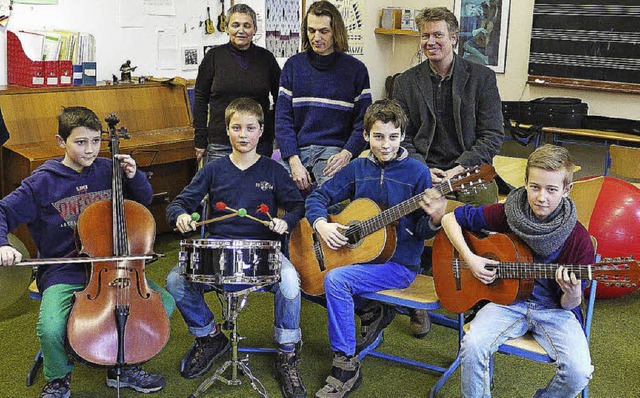 Die Musikschler Jan Arne Friedrich, V...oeritz (immer von links nach rechts).   | Foto: Eberhard Weiss