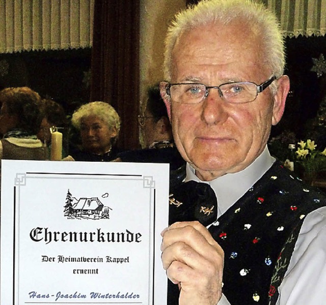 Ehrenmitglied des Heimatvereins Kappel: Hans-Joachim Winterhalder    | Foto: Simoneit