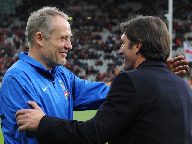 Christian Streich und Bruno Labbadia sehen sich in einer Woche zweimal.  | Foto: Verwendung weltweit, usage worldwide