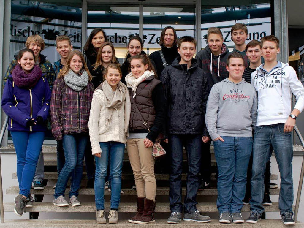 Die Klasse 9d des Martin-Schongauer-Gymnasiums in Breisach mit ihrer Lehrerin Dr. Anna Keck