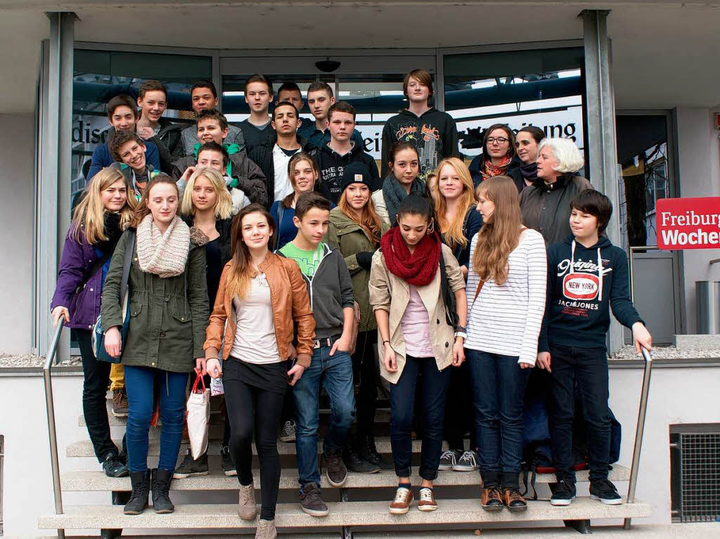 Die Klasse 9b des Rotteck-Gymnasiums aus Freiburg mit ihrer Lehrerin Martina Messerschmidt