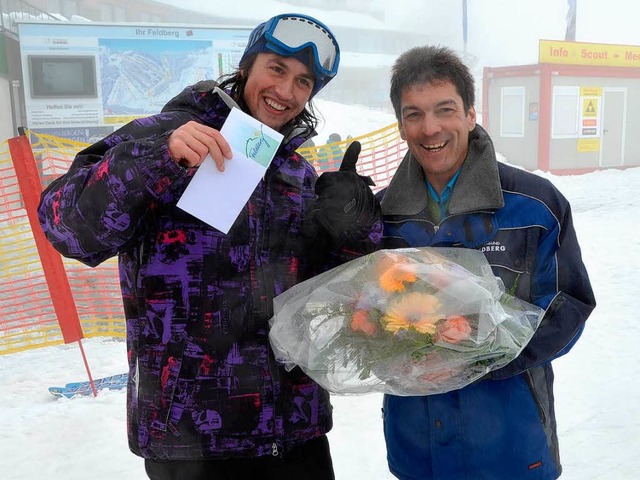 Ein Stuttgarter ist derr 500.000. Gast im Winter 12/13 im Skigebiet Feldberg  | Foto: Ralf MOrys