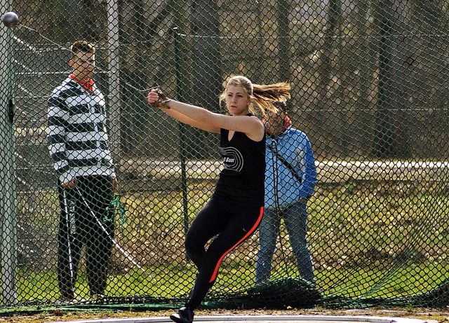 Jessica Plasch wurde ihrer Favoritenrolle  im Hammerwerfen gerecht.  | Foto: Heiler