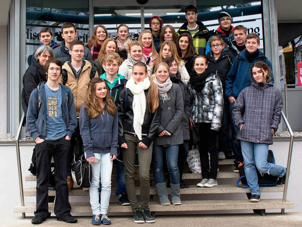 Die Klasse 9b des Erasmus-Gymnasiums aus Denzlingen mit ihrer Lehrerin Renate Wagner