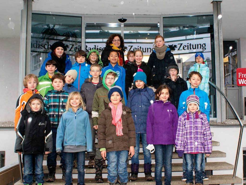 Die Klasse 4a der Karoline-Kaspar-Schule aus Freiburg mit ihrer Lehrerin Frau Anna Groklaus