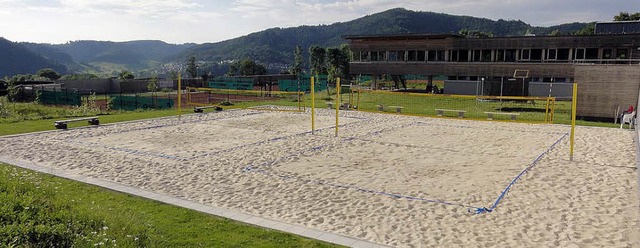 Die herrliche Beachvolleyballanlage de...mrandung und umrahmende Grnstreifen.   | Foto: Verein