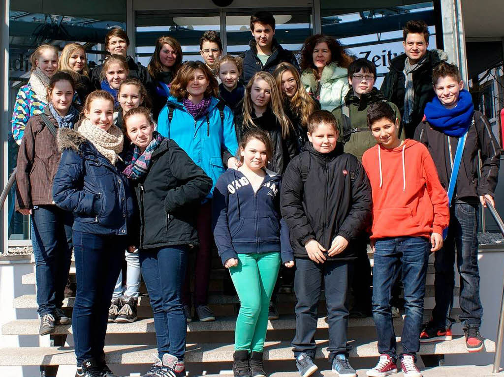 Die Klasse 8f der Max-Planck-Realschule aus Bad Krozingen mit ihrer Lehrerin Christa Jestaedt